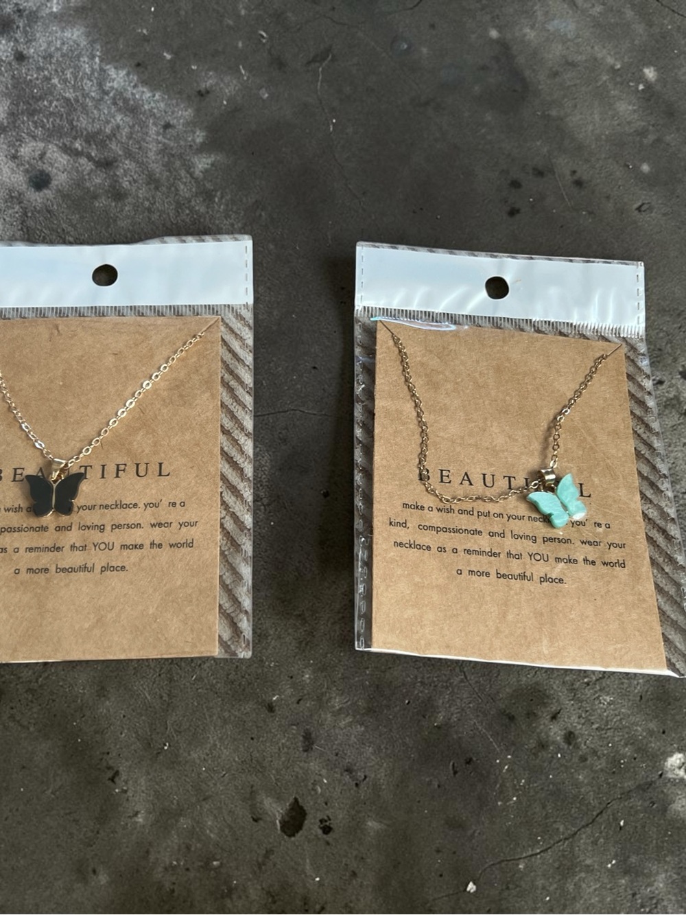 Butterfly Pendant Necklace - Turquoise and Black Options